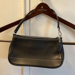 Authentic COACH Hampton 7785 Black Leather Demi Baguette Bag